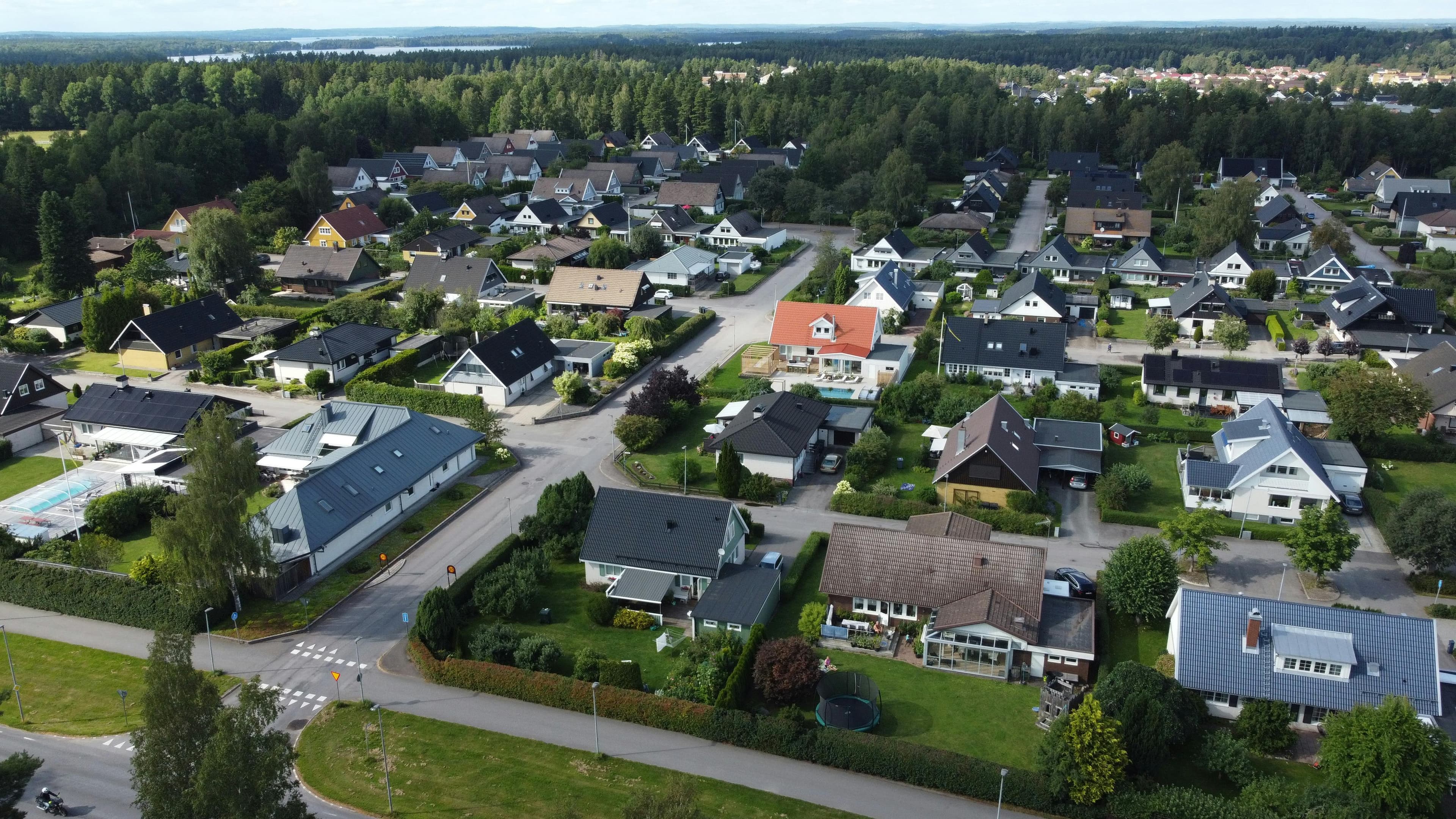 Suburban neighborhood street with detached homes